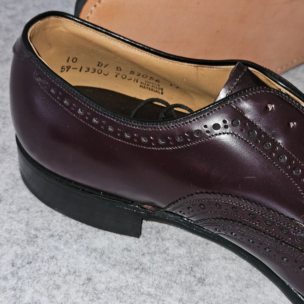 Johnston & Murphy Aristocraft Burgundy Leather Wingtip Oxford Shoes Mens 10 - Picture 8 of 8